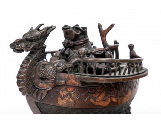Antique Japanese Takarabube / Treasure Ship Form Bronze Censer, 19th C. 