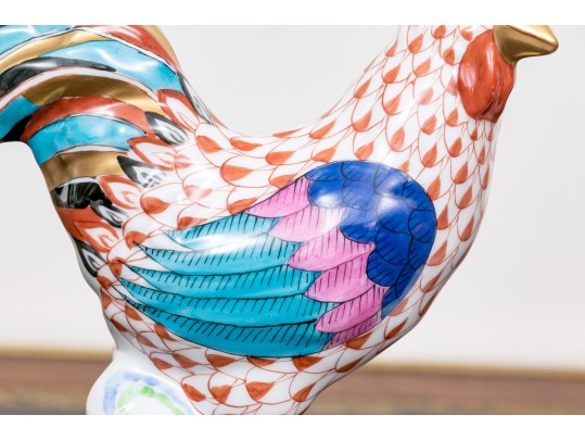 Fantastic Pair Of Herend Hand Painted Porcelain Roosters