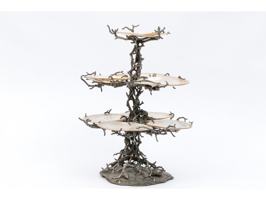 Impressive Maitland-Smith Silver Plated & MOP Caviar Server 