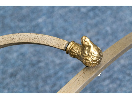 Hollywood Regency Style Brass & Glass Oval Top Cocktail Table 