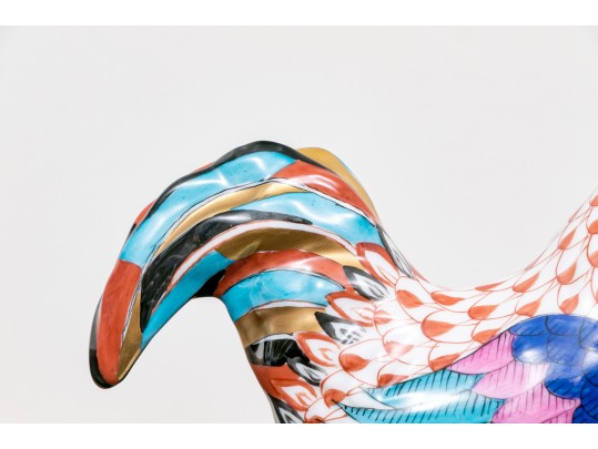 Fantastic Pair Of Herend Hand Painted Porcelain Roosters