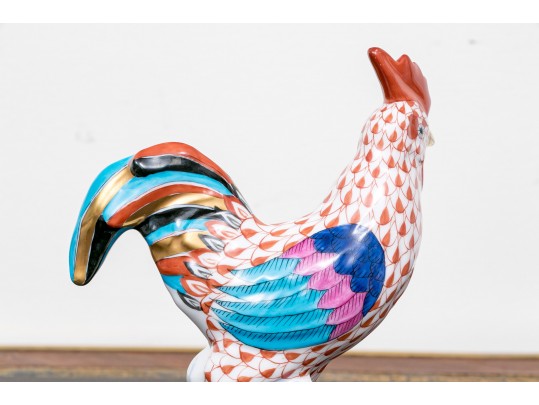 Fantastic Pair Of Herend Hand Painted Porcelain Roosters