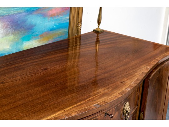 Georgian Style Mahogany Veneered Sideboard With Brass Gallery