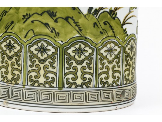 Charming Japanese Vintage Enameled Porcelain Umbrella Stand