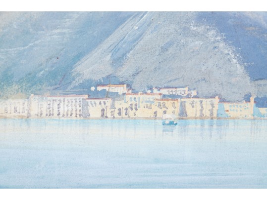 M. Gianni (Italy, 1873-1956) Gouache, Italian Mountain Lake Scene