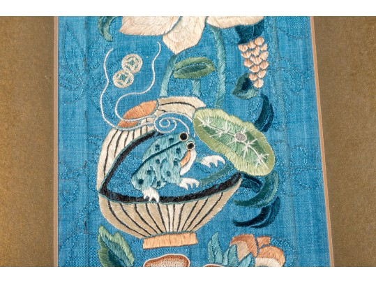 Pair Of Framed Chinese Embroidered Panels