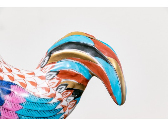 Fantastic Pair Of Herend Hand Painted Porcelain Roosters