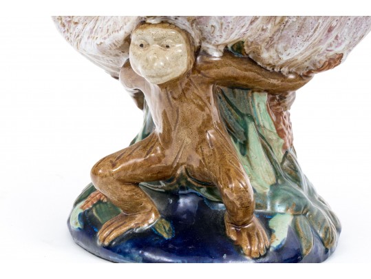Playful Vintage Majolica Figural Compote Bowl