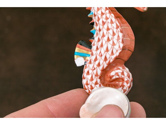 Herend, Hungarian Hand Painted Porcelain Seahorse And Mouse - As Is