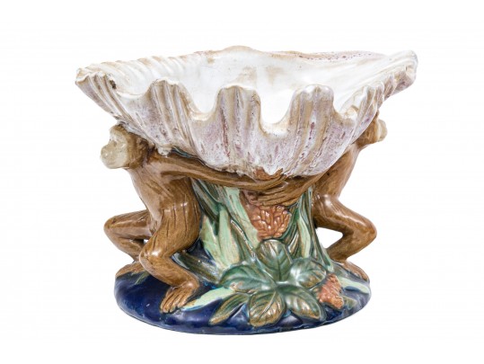 Playful Vintage Majolica Figural Compote Bowl