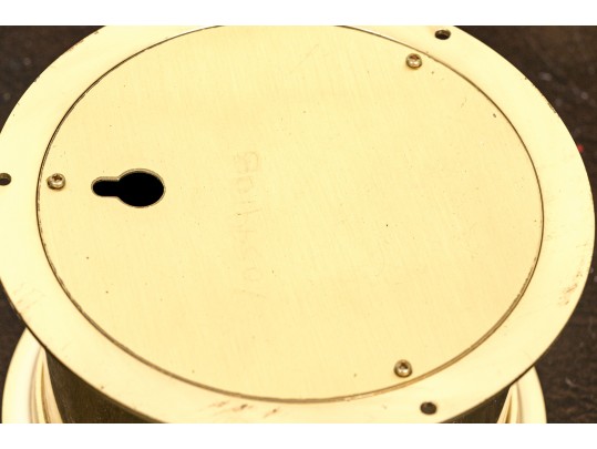 Portfolio Brass And Glass Encased Ship Porthole Form, Wall Mounted Clock