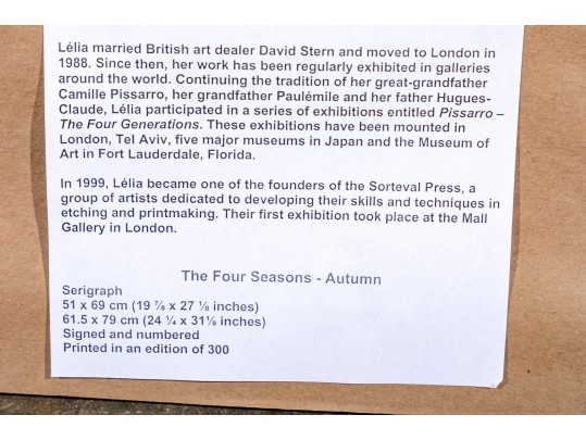 Lelia Pissarro (France, B.1963) Signed Serigraph, 