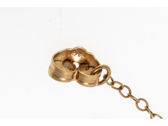 14k Yellow Gold Pretty 3.75 Mm Stacked Cultured Pearl Pendant Earrings