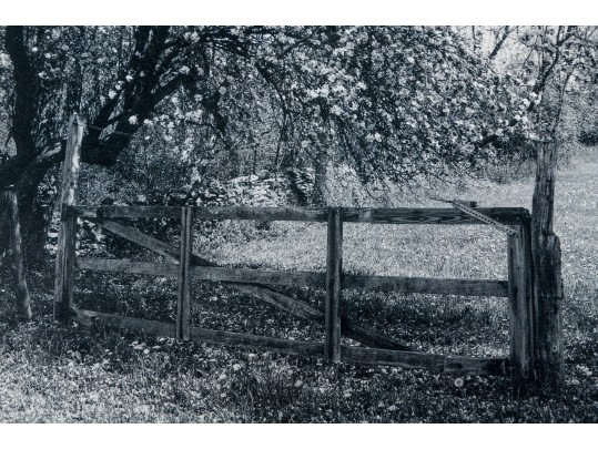 Eric Lindbloom (Am., 1934-2020) Framed Black And White Photo, Fence In A Field