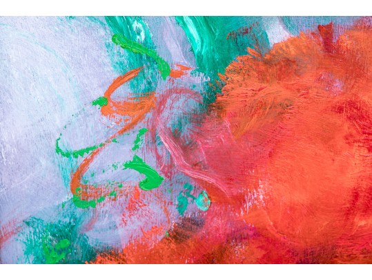 Victoria Montesinos (Mexico, B.1944) Oil On Panel, Red Floral 