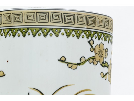 Charming Japanese Vintage Enameled Porcelain Umbrella Stand