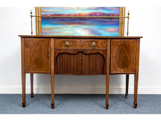 Georgian Style Mahogany Veneered Sideboard With Brass Gallery