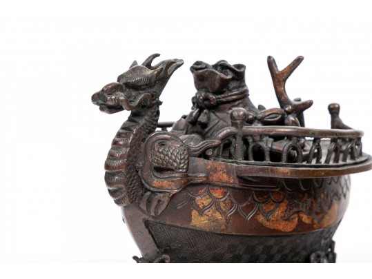 Antique Japanese Takarabube / Treasure Ship Form Bronze Censer, 19th C. 