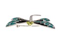 Sterling Silver Whimsical Dragonfly Pin Set With Round Brilliant CZ Stones And Enamel Wings