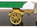 Semi Antique Paint Finished Cast Iron Toy Farm Cart Pulled By Horses 