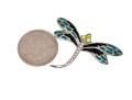 Sterling Silver Whimsical Dragonfly Pin Set With Round Brilliant CZ Stones And Enamel Wings