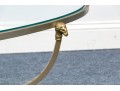 Hollywood Regency Style Brass & Glass Oval Top Cocktail Table 