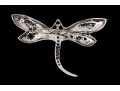 Sterling Silver Whimsical Dragonfly Pin Set With Round Brilliant CZ Stones And Enamel Wings