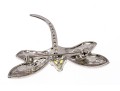 Sterling Silver Whimsical Dragonfly Pin Set With Round Brilliant CZ Stones And Enamel Wings