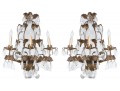 Pair Of Gilt Metal And Cut Crystal Wall Sconces