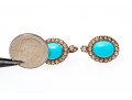 14k Rose Gold Lovely Vintage Turquoise Cabachon And Seed Pearl Halo Earrings
