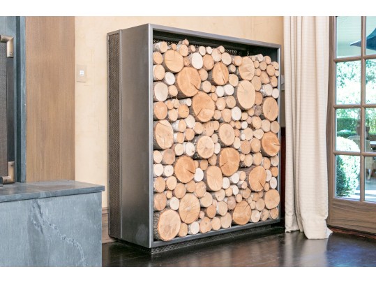 Artisanal Custom Made Heavy, Thick Gauge, Steel Firewood Storage Garniture