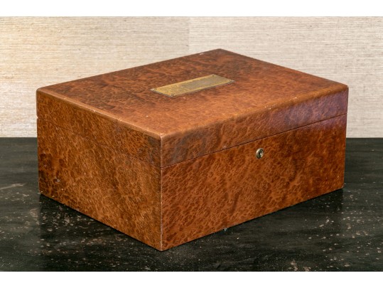 Burled Veneered, Poem Mounted Travelers Chest