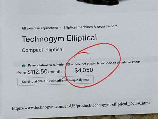 Technogym Foldable Compact Elliptical, Originally $4,050.