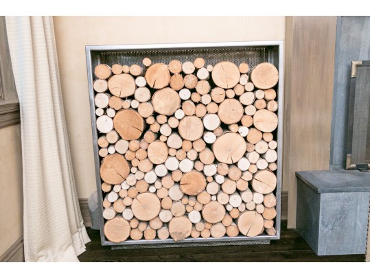 Artisanal Custom Made Heavy, Thick Gauge, Steel Firewood Storage Garniture