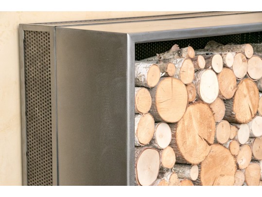 Artisanal Custom Made Heavy, Thick Gauge, Steel Firewood Storage Garniture