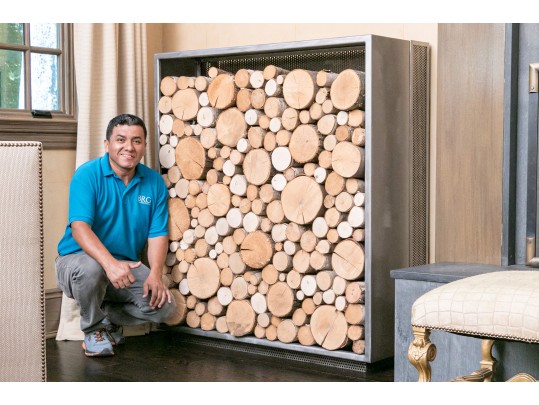 Artisanal Custom Made Heavy, Thick Gauge, Steel Firewood Storage Garniture