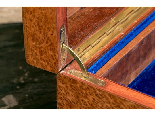 Burled Veneered, Poem Mounted Travelers Chest