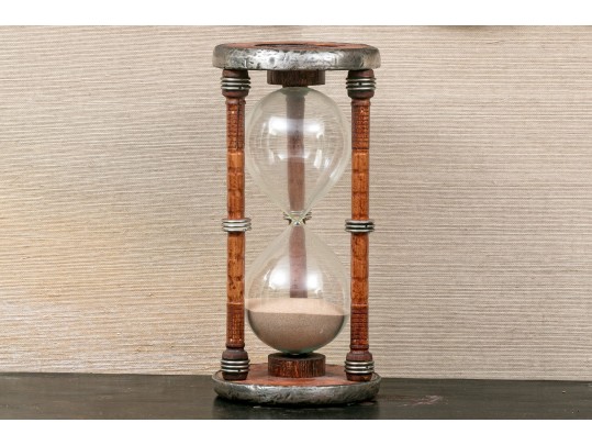 Antique Wood And Glass Hourglass