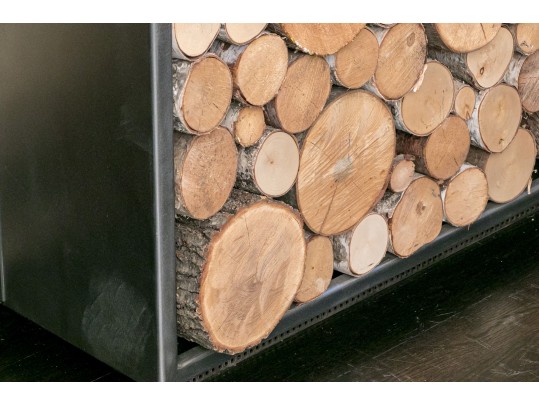 Artisanal Custom Made Heavy, Thick Gauge, Steel Firewood Storage Garniture