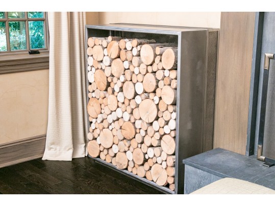 Artisanal Custom Made Heavy, Thick Gauge, Steel Firewood Storage Garniture