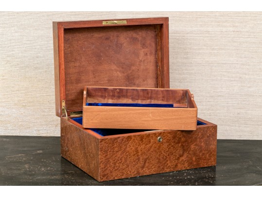 Burled Veneered, Poem Mounted Travelers Chest