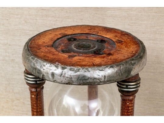 Antique Wood And Glass Hourglass
