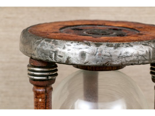 Antique Wood And Glass Hourglass