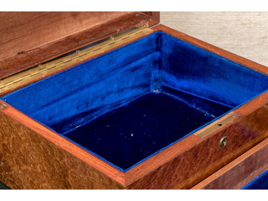 Burled Veneered, Poem Mounted Travelers Chest