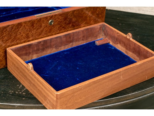 Burled Veneered, Poem Mounted Travelers Chest