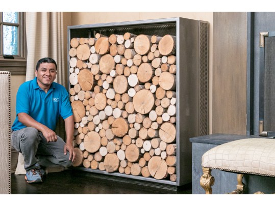 Artisanal Custom Made Heavy, Thick Gauge, Steel Firewood Storage Garniture