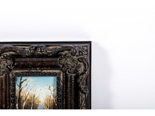 Diminutive Oil On Wood Panel, Winter Landscape