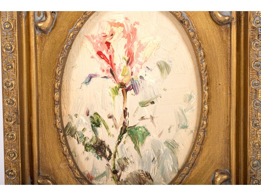 Impressionistic Oil On Wood Panel, Floral Still Life