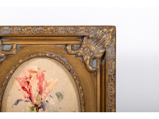 Impressionistic Oil On Wood Panel, Floral Still Life