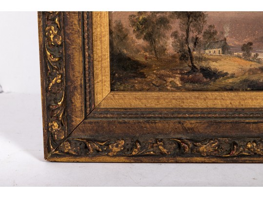 Oil On Wood Panel, Figural Coastal Landscape